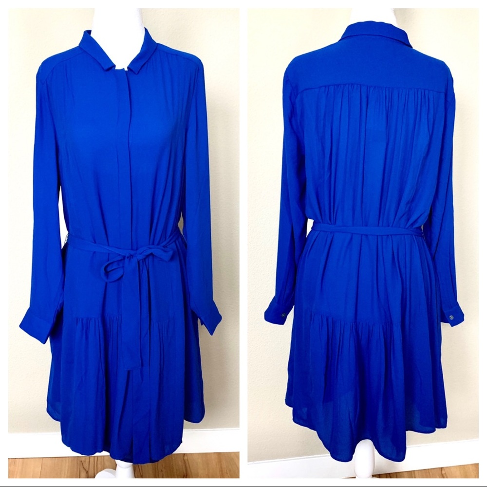 NWT BANANA REPUBLIC Crepe Long Sleeves SHIRTDRESS - Picture 2 of 8